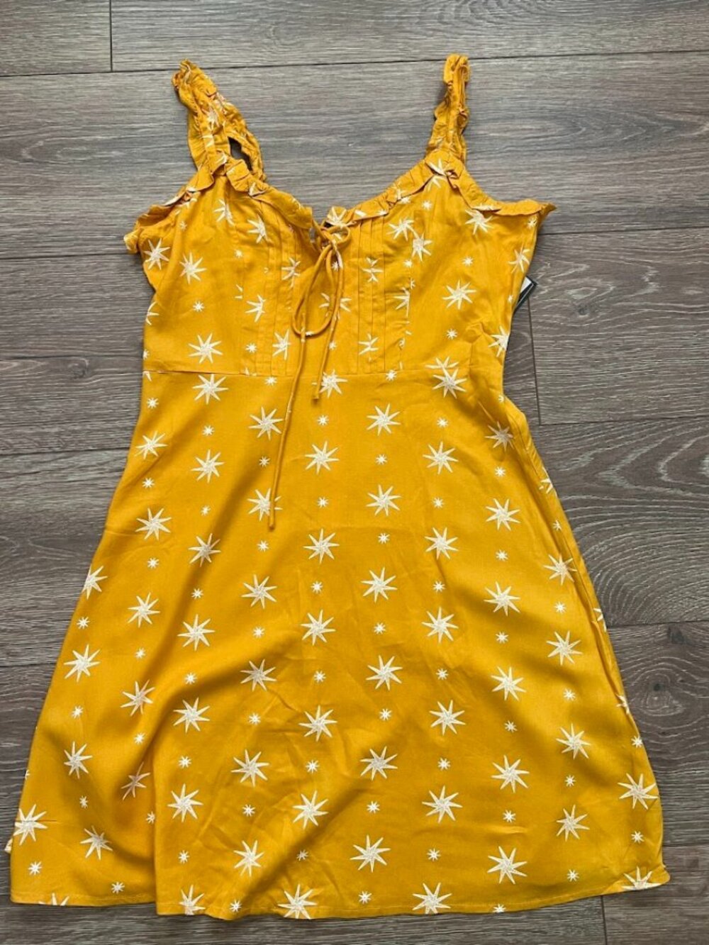 NWT Volcom Yellow White Print Mini Summer Dress Size Small NEW